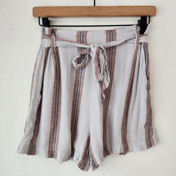 Angie High Waisted Flowy Shorts Metallic Stripes Tie-Waist Festival Women's M - Picture 1 of 6